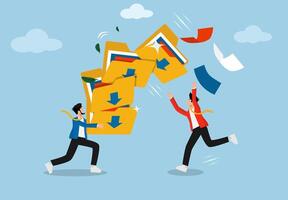 Archive document file storage folder. businessman brings online data folder concept of cooperation, paperwork concept, file management, organize document files into archive folders. Modern . vector