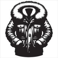 Thick Fur-Collared Coat silhouette , vector