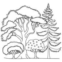 Trees Coloring Page for Kids vector