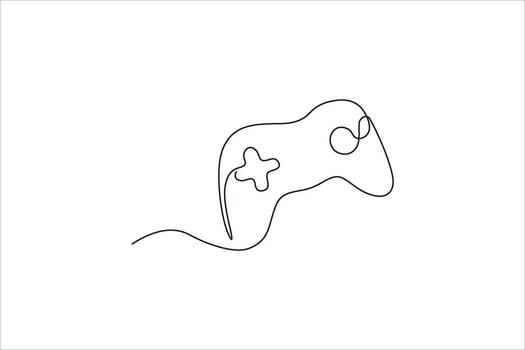 Minimalist outline of a gaming controller against a white background, representing gaming culture vector