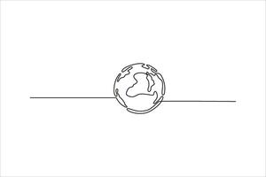 Simple line drawing of a globe representing Earth on a minimalistic background vector