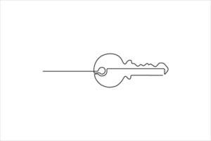 Simple line drawing of a key, symbolizing security, access, and protection vector