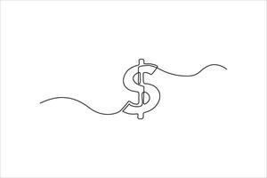 Minimalist line art of a dollar sign with flowing lines, representing finance concepts vector