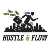 Hustle and Flow T Shirt Design Man Running with Money vector