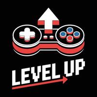 Level Up T Shirt Design Game Joystick vector