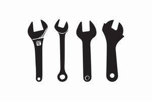 An Adjustable Wrench tools silhouette image with white color back round. vector