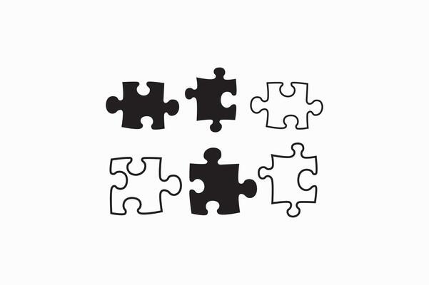 A puzzle design silhouette black and white image.
