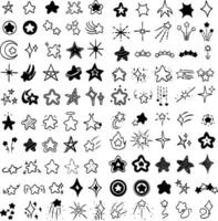 Collection of Hand-Drawn Star and Sparkle Designs vector