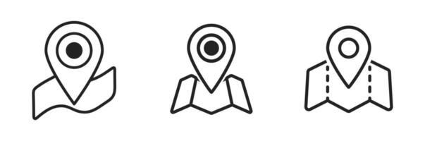 Outline map and location pin icon gps and navigation symbol vector