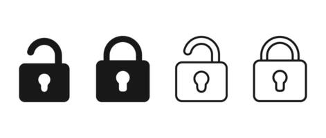 Lock icon set cyber protection symbols for digital security vector