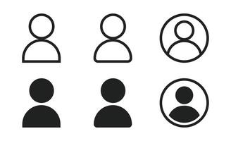User profile outline and solid icons set illustration vector