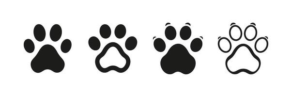Black silhouette of a paw print, isolated. dog paw print vector