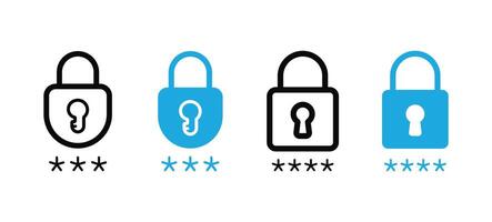 Cyber data security lock and password icons padlock safety and cyber protection vector