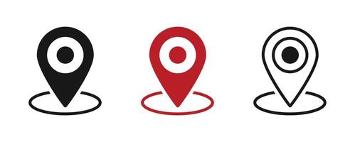 Location pin and gps icons flat outline, solid, map pointer, and navigation icon vector