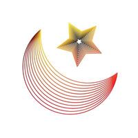 Islamic abstract circle with moon and star design eid or ramadan vector
