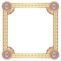 Rectangle frame with mandala Golden Certificate Border Pattern Line Photo Frame Islamic Wedding Invitation Background vector