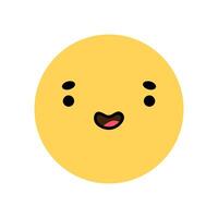 Yellow smile icon with excited facial expression. Yellow character with happy mood isolated on a white background. flat illustration. Perfect for social media, stickers. vector