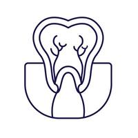 Dental Care Icon Outline-20This image is a minimalistic, outline-style icon of a tooth cross-section. It depicts the internal structure of a tooth, including the enamel, dentin, pulp, and root canals vector