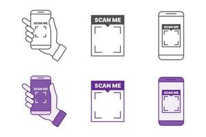 Scan me icon. Suitable for marketing materials, websites, print media, packaging, and digital advertisements. vector
