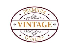 Premium Vintage Quality Badge with Decorative Elements and Stylish Font Logo Icon Design vector