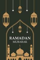 Modern ramadan kareem background with gold lantern ornament illustration poster design template vector
