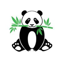 Panda bear sit and holding bamboo branch on white background vector