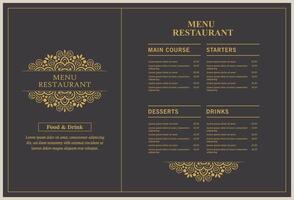 Menu Layout with ornamental Element. vector