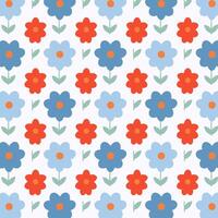 A pattern with blue and red flowers on it vector
