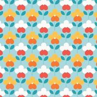 A colorful pattern with flowers on blue vector