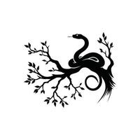 Stylized Snake in Tree Branch Image Wildlife Illustration Natural Design Element vector