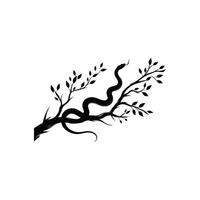 Snake on Branch Silhouette Illustration Reptile in Tree Graphic Design Element vector