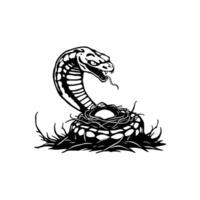 Reptile Snake Protecting Nest Sketch Design Element vector