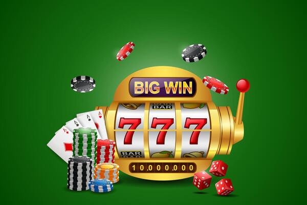 Big win slots machine 777 casino with chip poker, dice and playing cards
