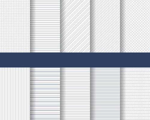 Set of ten subtle seamless patterns. Classic monochrome textures. Gray colors, swatches are included