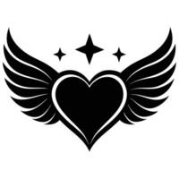 A bold graphic design of a heart with stylized wings vector