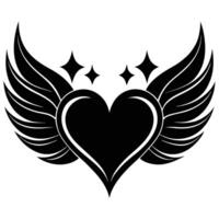 design of a heart with stylized wings and stars. vector