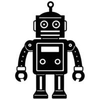 Cute Retro Robot Silhouette Design vector
