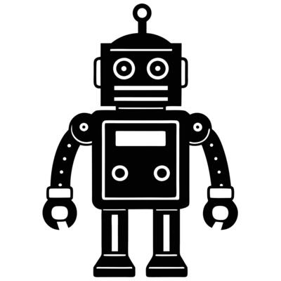 Cute Retro Robot Silhouette Design
