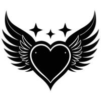Heart with wings and stars graphic design vector