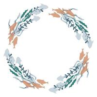 Wreath with school of fish and seaweed, algae vector