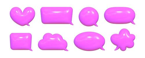 Bright pink 3D speech bubbles with shiny surface create a modern visual representation of communication and expression vector