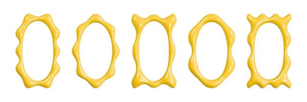 Innovative set of inflated 3d frames with wavy forms reflecting y2k design influences vector