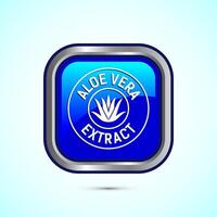 Aloe vera extract icon design illustration. Aloe vera badge label for product packaging, Blue color square button design vector