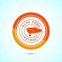 Aloe vera extract icon design illustration. Aloe vera badge label for product packaging, Orange color button design vector