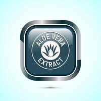 Aloe vera extract icon design illustration. Aloe vera badge label for product packaging, Gray color square button design vector