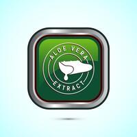 Aloe vera extract icon design illustration. Aloe vera badge label for product packaging, Green color square button design vector