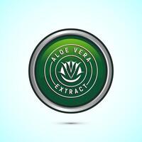 Aloe vera extract icon design illustration. Aloe vera badge label for product packaging, Green color round button design vector