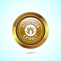 Aloe vera extract icon design illustration. Aloe vera badge label for product packaging, Gold color round button design vector