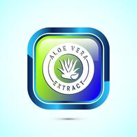 Aloe vera extract icon design illustration. Aloe vera badge label for product packaging, Glossy square button design vector