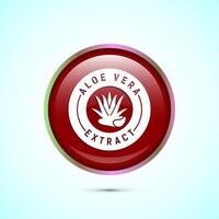 Aloe vera extract icon design illustration. Aloe vera badge label for product packaging, Red color round button design vector